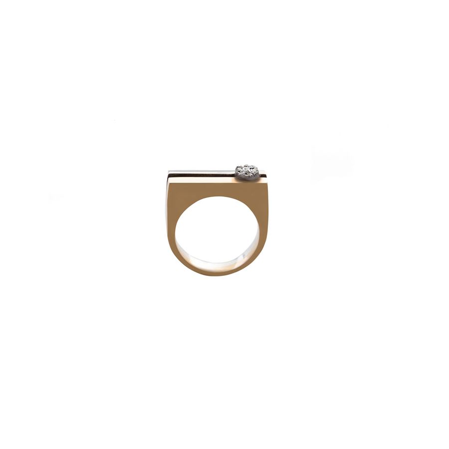 'Congiunzioni' double ring with drusa CONGIUNZIONI | AN2 CON Q DRUSAAGBR